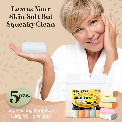 Amish Farms Bar Soap w/All Natural Bentonite Clay | Made in USA, Vegan Moisturizing for Sensitive Skin | Women & Mens Face & Body Bar Bath Soap for Shower | Clean Scent | 5oz Ea (5 Bars) - Image 2