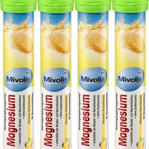Mivolis Magnesium effervescent Tablets - Dietary Supplements 4 Packs x 20 pcs | Germany