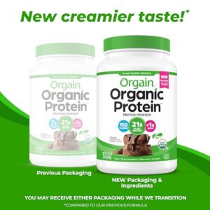 Orgain Organic Vegan Protein Powder, Creamy Chocolate Fudge – 21g Plant Protein, 7g Prebiotic Fiber, Low Net Carb, No Lactose Ingredients, No Added Sugar, Non-GMO, For Shakes & Smoothies, 2.03 lb