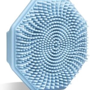 Sud Scrub® Antimicrobial Silicone Face Scrubber, 1 Pack, Gentle Face Exfoliator for Sensitive Skin, Eco Friendly Facial Cleansing Brush, Exfoliating Face Brush for Men and Women (Blue)