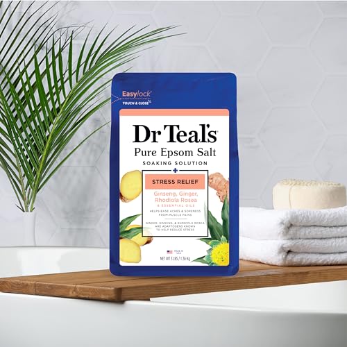 Dr Teal's Pure Epsom Magnesium Salt Soak, Stress Relief with Essential Oils, 3lbs - Image 6