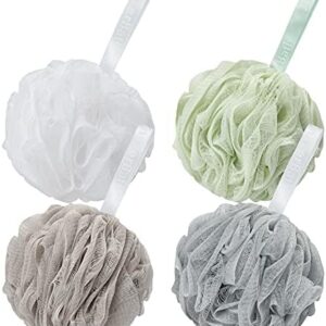 AmazerBath Loofah Sponge 75g/Piece, Exfoliating Bath Sponge Body Scrubber - Loofa Set of 4 Neutral Colors (Large)