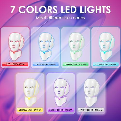 Red-Light-Therapy-for-Face, Led Face Mask Light Therapy, 7-1 Colors LED Facial Skin Care Mask (White) - Image 3