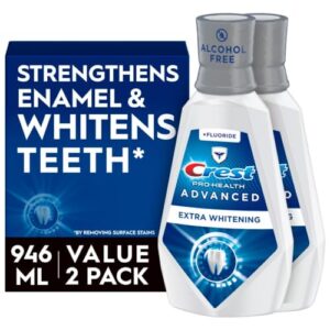 Crest Pro-Health Advanced Mouthwash, Alcohol Free, Extra Whitening, Energizing Mint Flavor, 2x946mL (32 fl oz)