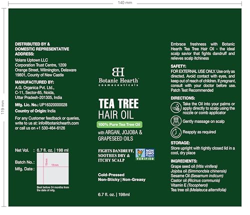 Botanic Hearth Tea Tree Oil for Hair | With Jojoba & Grapeseed Oils | Soothes Itchy Scalp & Fights Dandruff | Non GMO Verified | 6.7 fl oz - Image 4