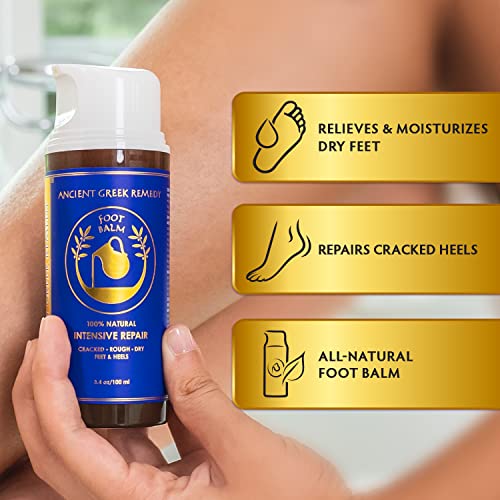 Ancient Greek Remedy Organic Foot Balm for Dry Cracked Feet and Heels, Made of Olive, Almond, Jojoba, Lavender and Vitamin E Oil. Natural Cream Moisturizer for Dry Skin Care for Women, Men - Image 2