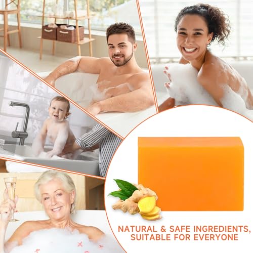 3 PCS Turmeric Soap Bar, Organic Turmeric Bar Soap for Face & Body Cleansing, Handmade Body Bath Soap Deeply Cleanse Body Smooth Skin Moisturizing Soothing, For All Skin Types, Men and Women - Image 5