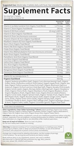 Garden of Life Organics Organic Multivitamin for Women - Womens Multi with Vitamin C, D, Folate, B6, B12, Biotin, Iron, Vegan Whole Food Vitamins for Women, Energy, Skin, Nails, 60 Tablets - Image 9