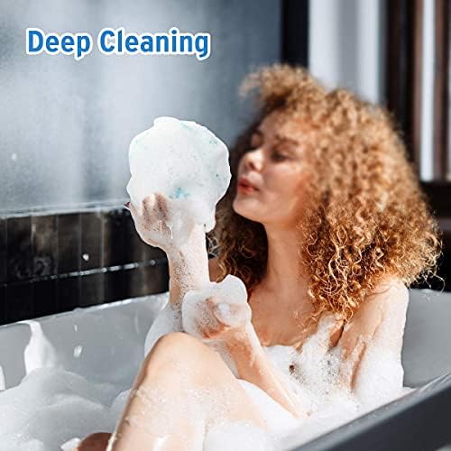 Bath Shower Loofah Sponge 60g Bath Mesh Pouf Shower Ball Body Scrubber Exfoliating Bath Sponge for Women and Men, Set of 4, Flower - Image 7