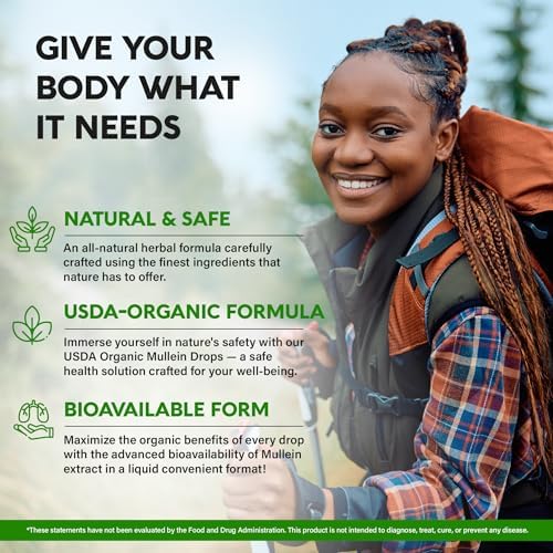 Mullein Drops for Lungs - USDA Organic Liquid - Mullein Leaf Extract Supplement - Made in USA - Lung & Bronchial Cleanse for Smokers - Respiratory Health Support - As Tincture, Tea, Pills - 4 fl oz - Image 4