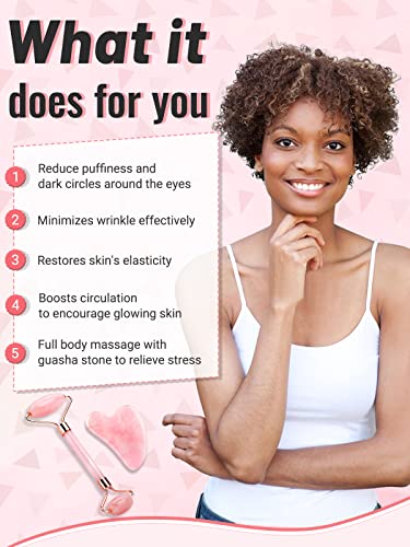 Gua Sha Face Roller Tools: Jade Roller Facial Tools for Skin Care - Facial Massager for Face, Eyes, Neck, Relieve Fine Lines and Wrinkles - Image 3