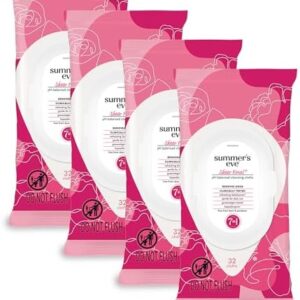 Summer's Eve Sheer Floral Daily Refreshing Feminine Wipes, Removes Odor, pH balanced, 32 Count, 4 Pack