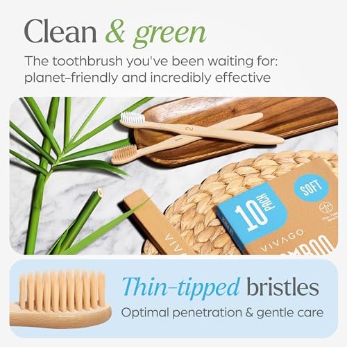 Bamboo Toothbrushes 10 Pack - BPA Free Soft Bristles Toothbrushes for Adults, Eco-Friendly, Biodegradable & Compostable Natural Wooden Toothbrush - Image 2
