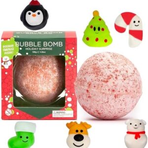 Christmas Bath Bomb for Kids with Surprise Bath Toys Inside (Gift Set) - Christmas Gifts & Stocking Stuffers for Kids, Boys and Girls - Holiday Bubble Bath with Cheerful Scent, USA Made by Two Sisters