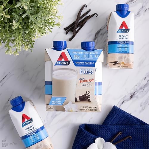 Atkins Creamy Vanilla Protein Shake, 15g Protein, Low Glycemic, 2g Net Carb, 1g Sugar, Keto Friendly, 12 Count - Image 7