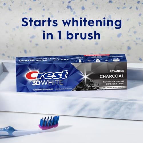 Crest 3D White Advanced Charcoal Teeth Whitening Toothpaste with Fluoride, 3.3 oz, Pack of 3 - Image 8