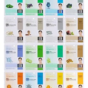 DERMAL 16 Combo Pack A Collagen Essence Korean Face Mask - Hydrating & Soothing Facial Mask with Panthenol - Hypoallergenic Self Care Sheet Mask for All Skin Types - Natural Home Spa Treatment Masks
