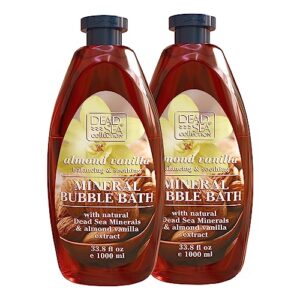 Dead Sea Collection Bubble Bath with Almond Vanilla for Women and Men - Sweet Almond Oil and Dead Sea Salt - Nourishing and Moisturizing Skin - Pack of 2 (67.6 fl.oz)