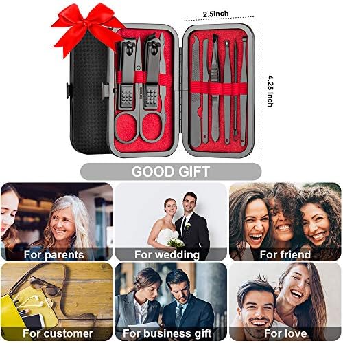 Manicure Kit, Okom Mens Grooming Kit, Nail Care Kit, Manicure Kit for Men, Mens Nail Grooming Kit, Nail Kit,Manicure Set with Nail Clippers Nail File and Cuticle Pusher,Christmas Gifts for Men(10Pcs) - Image 7