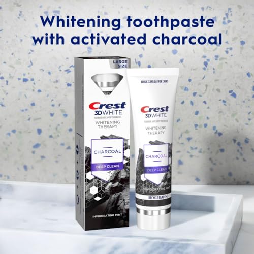 Crest 3D White Whitening Therapy Charcoal Deep Clean Invigorating Mint Teeth Whitening Toothpaste, 4.6 oz Pack of 3, Anticavity Fluoride Toothpaste, Gently Brightens Teeth, Strengthens Enamel - Image 8