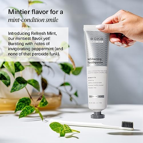 Boka Fluoride Free Toothpaste - Nano Hydroxyapatite, Remineralizing, Sensitive Teeth, Whitening - Dentist Recommended for Adult, Kids Oral Care - Refresh Mint Flavor, 4 Fl Oz 1Pk - Image 3