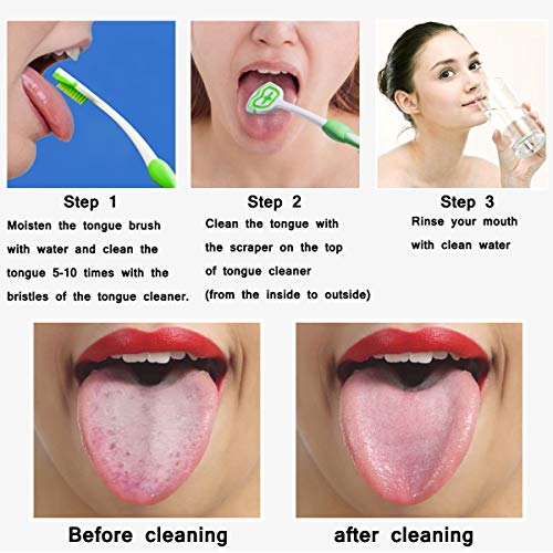 Tongue Brush, Tongue Scraper, Tongue Cleaner, Tongue Scraper Brush, Tongue Cleaner Brush, Tongue Brushes Helps Fight Bad Breath, 3 Tongue Scrapers, 3 Pack (Blue & Green & Red) - Image 2