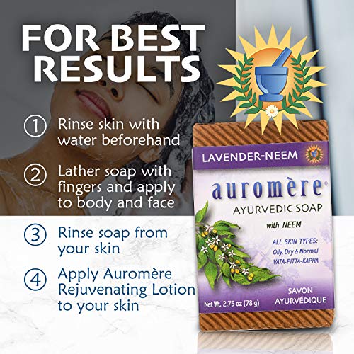 Auromere Ayurvedic Bar Soap, Lavender Neem - Eco Friendly, Handmade, Vegan, Cruelty Free, Natural, Non GMO (2.75 oz), 1 pack - Image 5