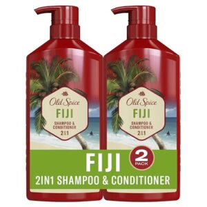 Old Spice Fiji 2-in-1 Shampoo and Conditioner Set for Men, Coconut & Tropical Wood Scent, Get Up To 80% Fuller-Looking Hair, Barbershop Quality, Fresh & Clean Hair, 21.9 Fl Oz Each, 2 Pack