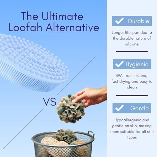 Avilana Silicone Body Scrubber – Dual-Sided Silicone Loofah for Shower, Body Scrubber for Men & Women, Gentle Loofa Alternative, Easy-to-Clean Silicone Body Scrubber Exfoliator - Image 2