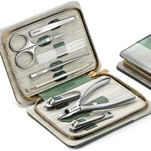 MR.GREEN Manicure Sets Pedicure Kits Stainless Steel Nail Clipper Personal Care Tools with PU Leather Case (Green)