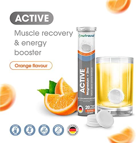Nutrazul Active Magnesium and Zinc Effervescent Tablets | 20 Tablets | Magnesium Supplements for Muscle Recovery & Electrolyte Balance | Orange Flavor - Image 4
