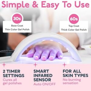 SUNUV UV LED Nail Lamp, Nail Dryer for Gel Nail Polish UV Light for Nails with Sensor 2 Timers SUN9C Pink Gift for Women Girls