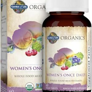 Garden of Life Organics Multivitamin for Women - Women's Once Daily Multi - Whole Food Multi with Iron, Biotin, Vegan Organic Womens Multivitamin for Health, Energy Hair Skin and Nails, 60 Tablets