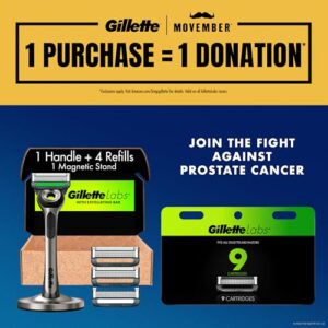 GilletteLabs with Exfoliating Bar by Gillette Razor for Men – 1 Handle, 4 Razor Blade Refills, Holiday Gifts for Men, Includes Premium Magnetic Stand