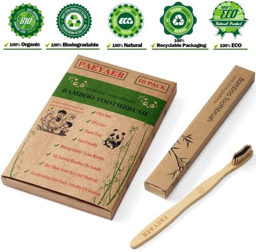 20 Count Bamboo Toothbrushes (Soft+Medium), Natural Wood Toothbrushes Bulk, Eco-Friendly, BPA Free, Biodegradable & Compostable Charcoal Wooden - Reusable Travel Toothbrushes - Image 5