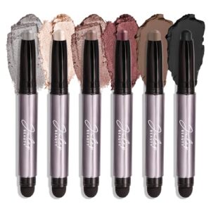 Julep Eyeshadow 101 Palette-Style Crème-to-Powder Waterproof Eyeshadow Sticks – Moonlight – Long-Lasting, Crease-Proof, 6 Piece Eyeshadow Set with Built-in Smudger