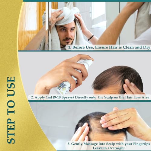 Natural Hair Growth Oil Spray: Batana Rosemary Serum Biotin Caffeine Scalp Care Treatment - Thinning Hair Regrowth Thickening for Women Men 2 FL OZ - Image 5