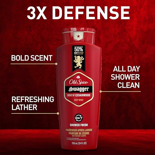 Old Spice Body Wash for Men, 24/7 Shower Fresh with Lasting Scent, Red Collection, Swagger with Cedarwood Scent, 24 fl oz (Pack of 2) - Image 2