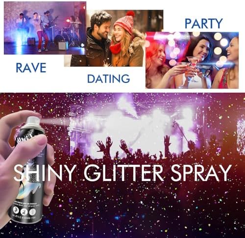 Body Glitter, Body Glitter Spray, Glitter Spray for Hair and Body, Long-Lasting and Quick-Drying Silver Glitter Hairspray Suitable for Stage, Festival Rave and Makeup Prom (2.11 Fl Oz) - Image 5