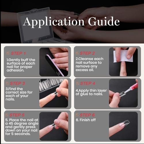 Beetles Acrylic Nails Kit 488 Pcs 3 Styles Clear Coffin Ballerina Stiletto Nail Tips Gel Tips Set False Nails Extension Gel Nail Art Gift for Women - Image 9