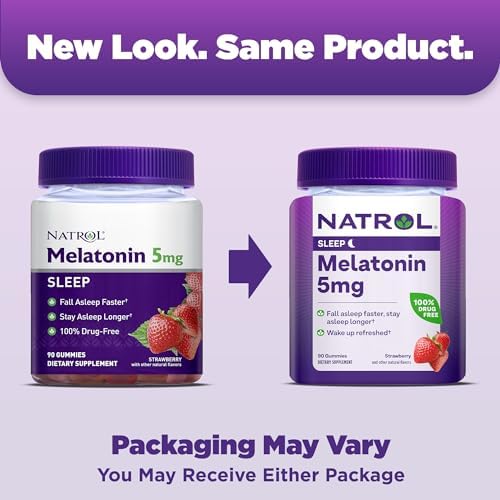 Natrol Melatonin Gummies, Sleep Support for Adults, 5 mg Melatonin Supplement for Sleeping, 90 Strawberry-Flavored Gummies, Up to a 90 Day Supply - Image 2