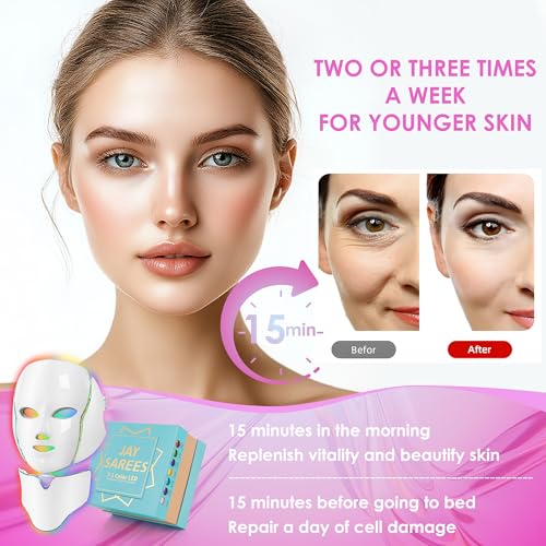 Red-Light-Therapy-for-Face, Led Face Mask Light Therapy, 7-1 Colors LED Facial Skin Care Mask (White) - Image 6