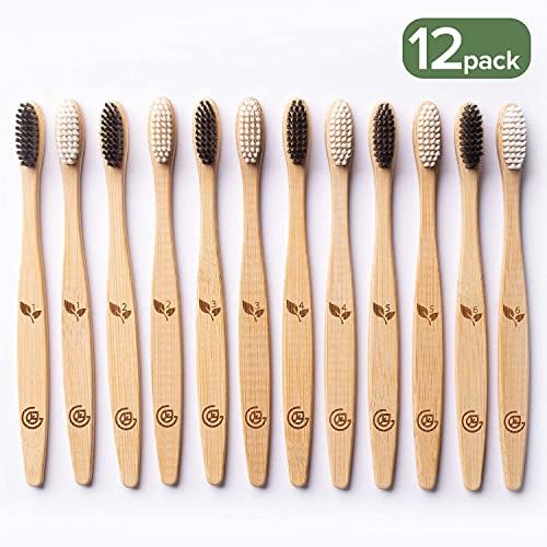 Greenzla Organic Bamboo Toothbrushes, 12 Pack Sturdy BPA Free Soft Bristles Toothbrushes for Adults with Toothbrush Travel Case & Charcoal Dental Floss, Biodegradable & Compostable Wooden Toothbrushes - Image 6