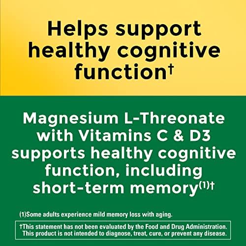 Nature Made Magnesium L-Threonate with Vitamin C & Vitamin D3, Provides 130 mg of Magnesium from 1800 mg Magnesium L Threonate, Cognitive Support Magnesium Supplement, 90 Capsules, 30 Day Supply - Image 2