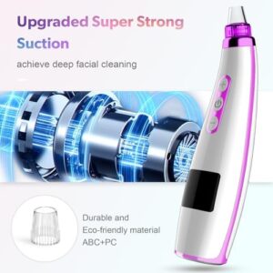 Newest Blackhead Remover Pore Vacuum Upgraded Facial Pore Cleaner Electric Comedone Whitehead Extractor Tool-5 Suction Power,5 Probes,USB Rechargeable Blackhead Vacuum Kit for Women & Men