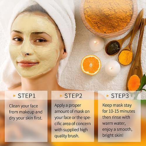 Vitamin C Face Mask with Kaolin Clay and Turmeric for Dark Spots, Dull Skin, Skincare Facial Mask for Controlling Oil and Refining Pores 5.29 Oz - Image 7