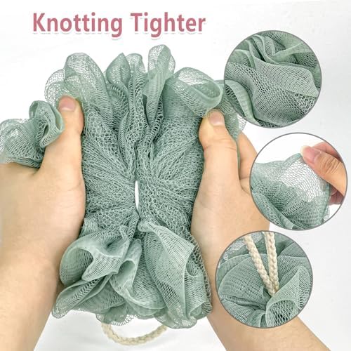 Shower Loofah Bath Sponge, 60G Loofah Exfoliating Body Scrubber, 4 Color Mesh Shower Pouf Balls for Body Wash (Ice Cream) - Image 4