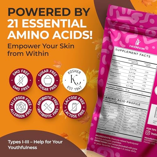 Collagen Peptides Powder for Women Hydrolyzed Collagen Supplements Types I - III Non-GMO Grass-Fed Gluten-Free Kosher Pareve Unflavored Easy to Mix Drink Healthy Hair Skin Joints Nails 10 Oz - Image 3