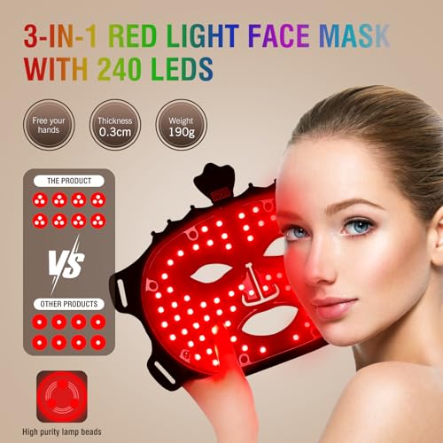 7 Color Red Light Therapy Mask, LED Face Mask Light Therapy, Red Light Therapy for Face, Silicone Face Mask Skin Care at Home with Eye Protection Cushion for Anti Aging Wrinkles - Image 4