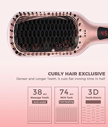 MegaWise Hair Straightener Brush KL1025-2-in-1 Ionic Hair Straightening & Detangling Brush with Adjustable Temperature, Anti-Scald Technology, and Auto Shut-Off - Ideal for All Hair Types - Image 3
